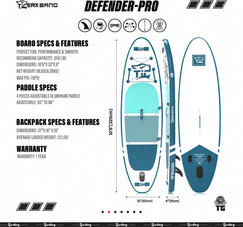 Defender Collection Inflatable Paddle Board with Accessories