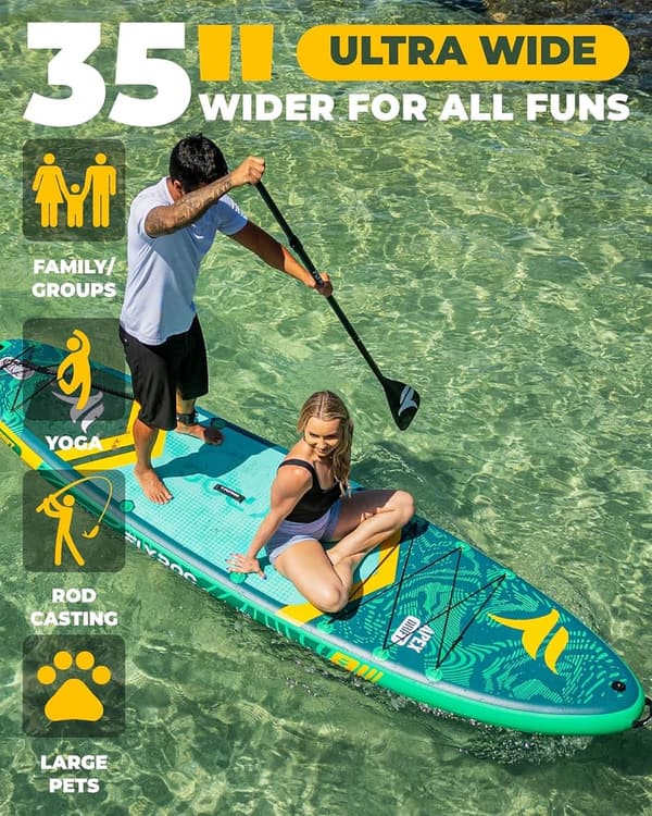 Inflatable Paddle Board, 450lb Capacity with 3 Paddles & Backpack