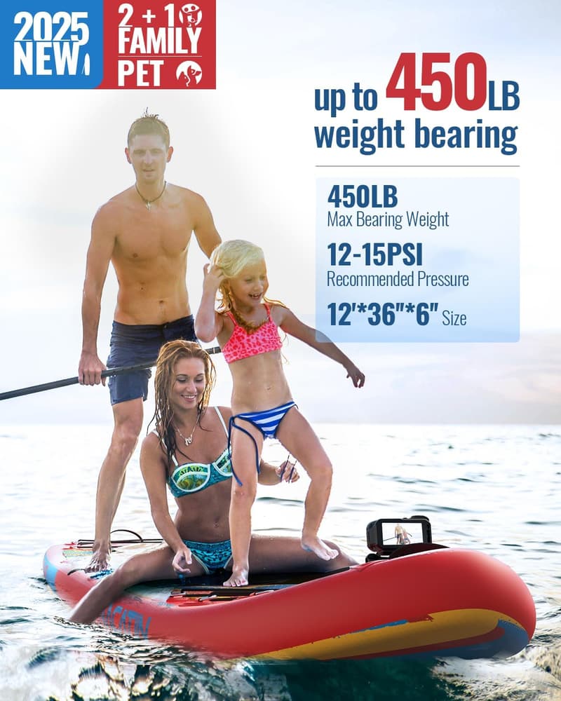 Premium 12' Inflatable Paddle Board with Kayak Seat & Accessories