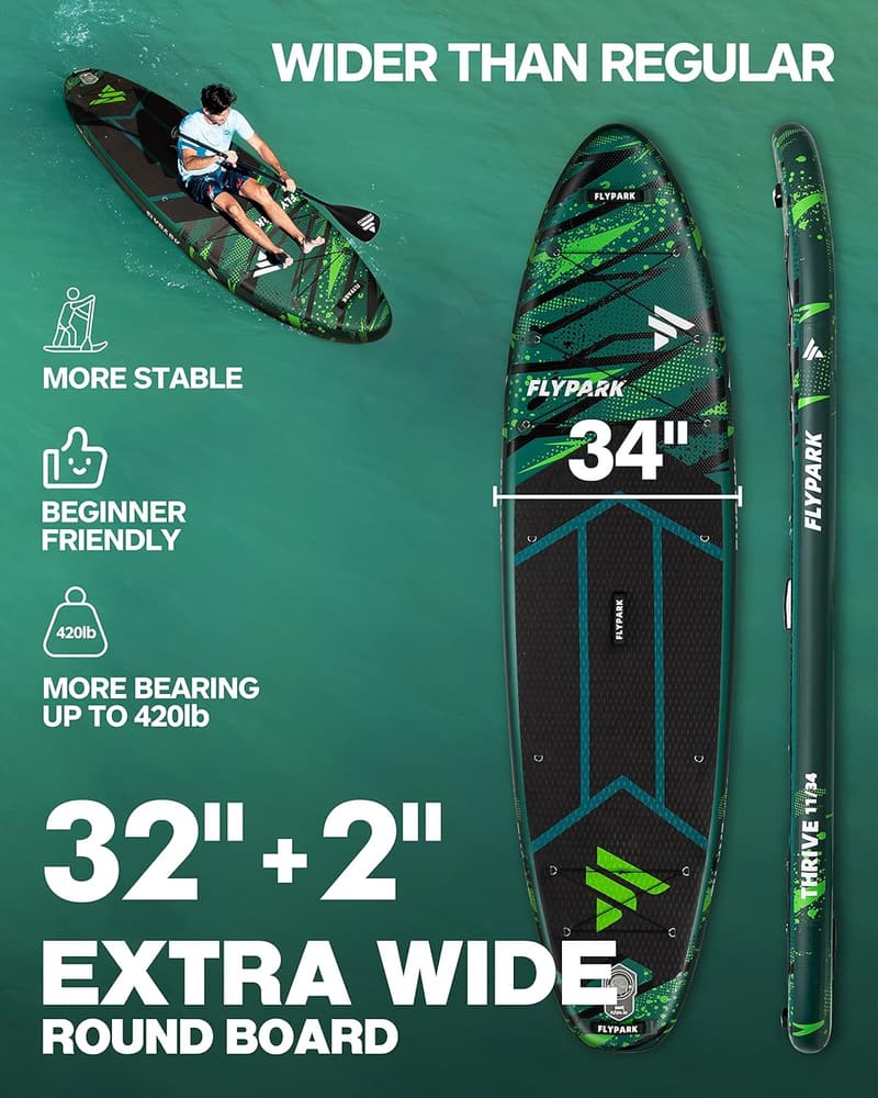 Extra Wide Inflatable Paddle Board for Yoga, 3 Adults, 420lbs
