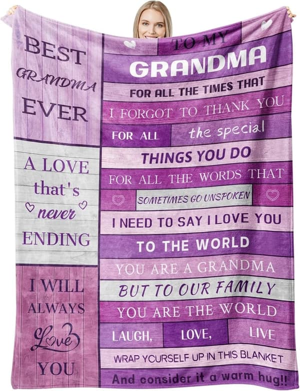 Grandma Birthday Gift: Soft Fleece Throw Blanket 60x50 inch