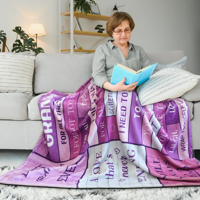 Grandma Birthday Gift: Soft Fleece Throw Blanket 60x50 inch
