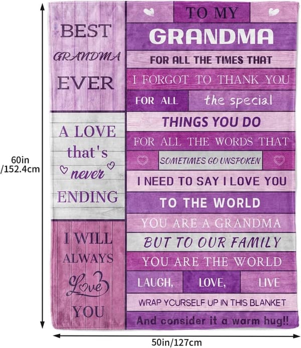 Grandma Birthday Gift: Soft Fleece Throw Blanket 60x50 inch