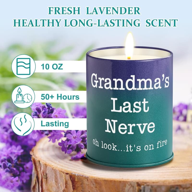 Lavender Scented Candle (10oz) - Funny Gift for Grandma