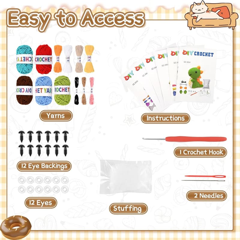 Crochet Animal Kit for Beginners with Video Tutorials