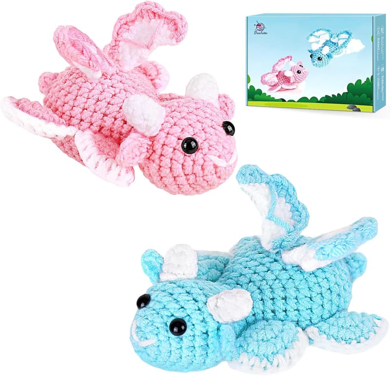 Beginner Crochet Kit for Adults – DIY Dragon Family with Tutorials