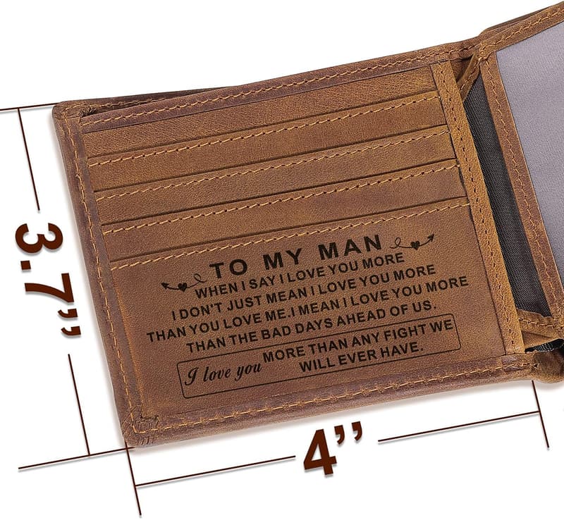 Personalized Leather Wallet for Men - Custom Anniversary Gift