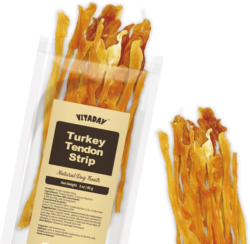 Natural Turkey Tendon Dog Chews - 3 oz, High-Protein, Hypoallergenic