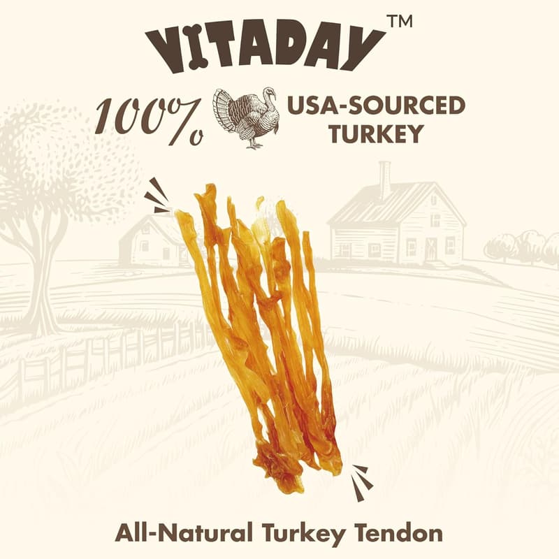 Natural Turkey Tendon Dog Chews - 3 oz, High-Protein, Hypoallergenic