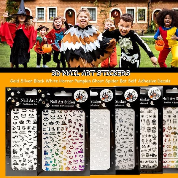 Halloween Nail Art Stickers - 12 Sheets of 1500+ Decals