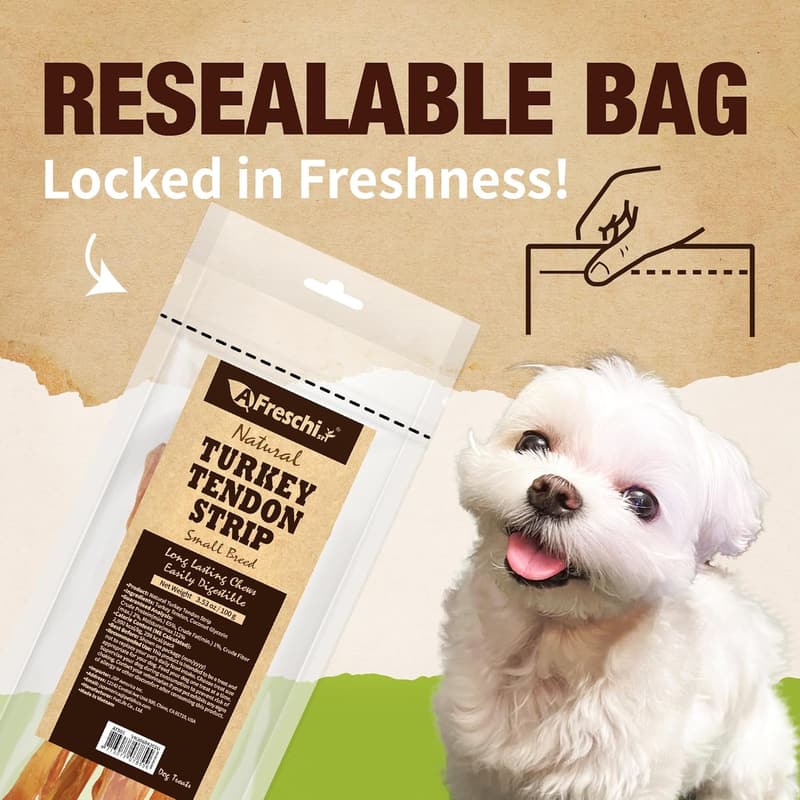 All-Natural Turkey Tendon Dog Treats for Small Breeds - 3.53 oz