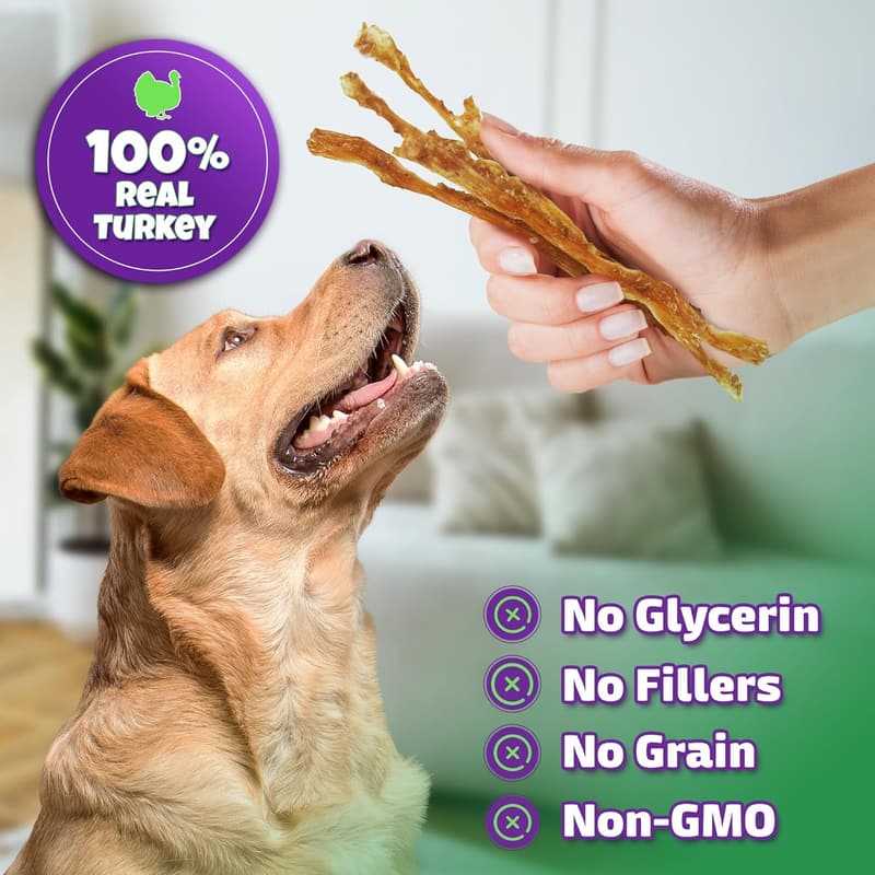 100% Turkey Jerky Dog Treats - Healthy Chews for Small Dogs