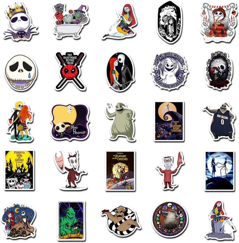 Halloween Stickers Pack - 100 Classic Nightmare Before Christmas Designs