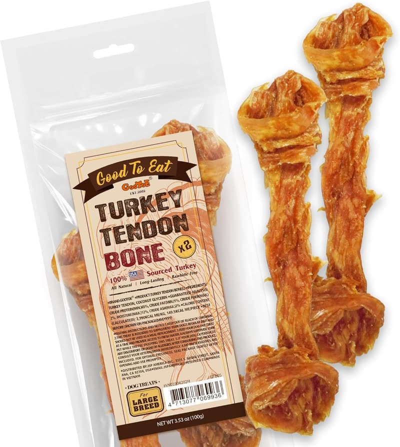Premium Turkey Tendon Dog Treats for Large Dogs - 3.53 oz