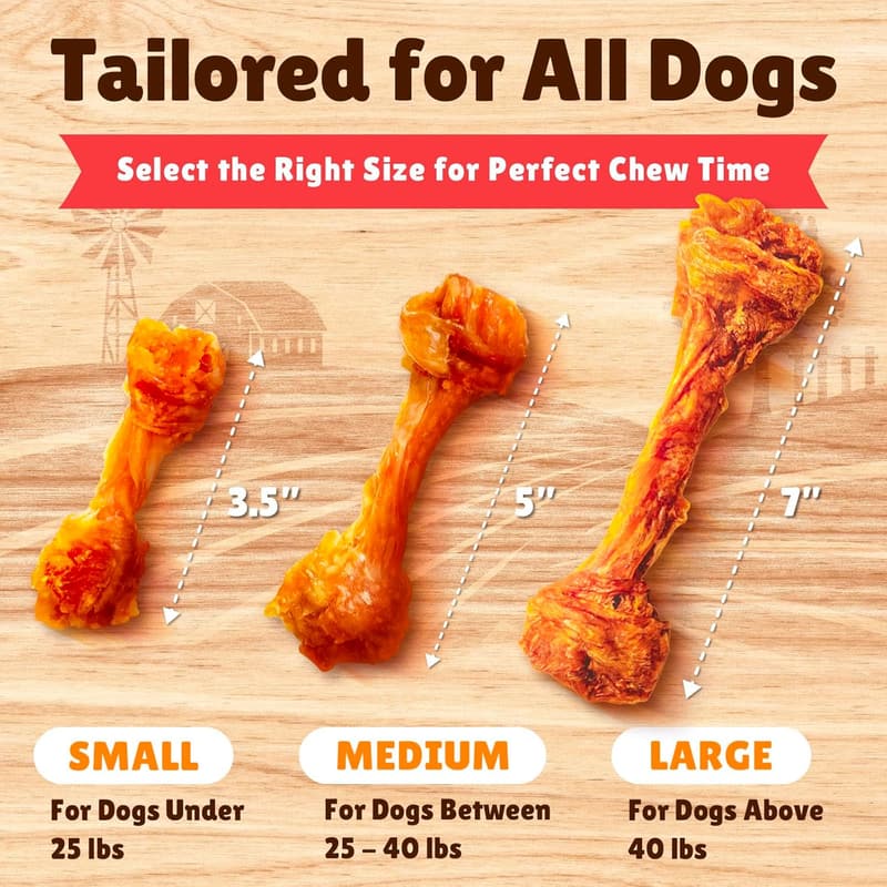 Premium Turkey Tendon Dog Treats for Large Dogs - 3.53 oz