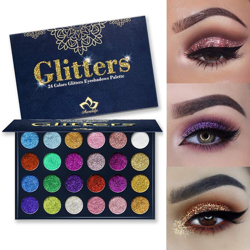 24 Color Ultra Shimmer Eyeshadow Palette - Long Lasting Waterproof