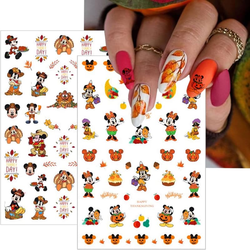 Thanksgiving 3D Maple Leaf Nail Art Stickers - 6 Sheets