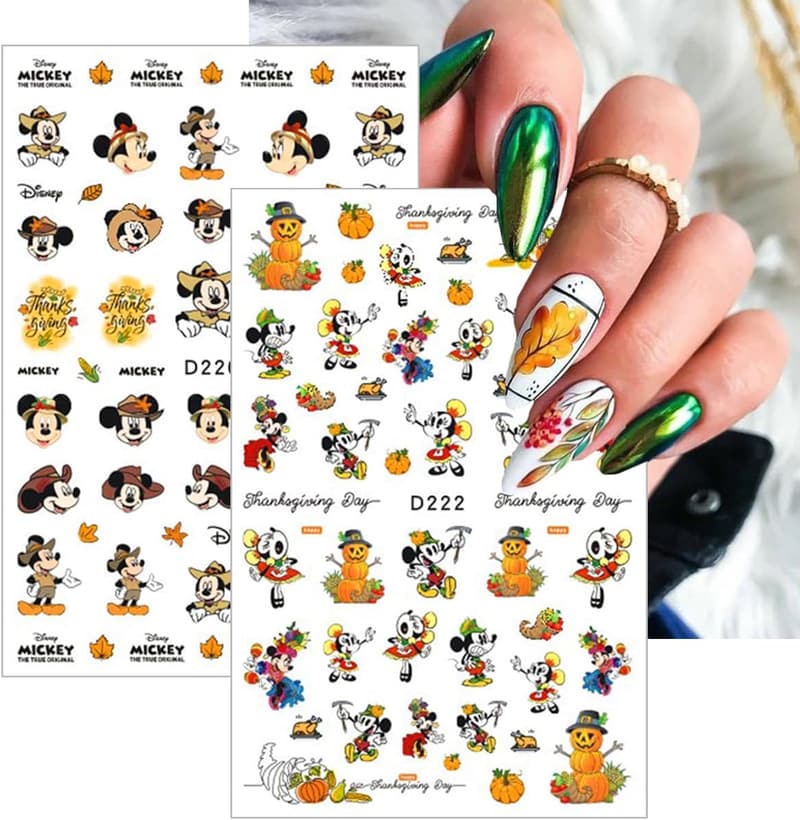 Thanksgiving 3D Maple Leaf Nail Art Stickers - 6 Sheets