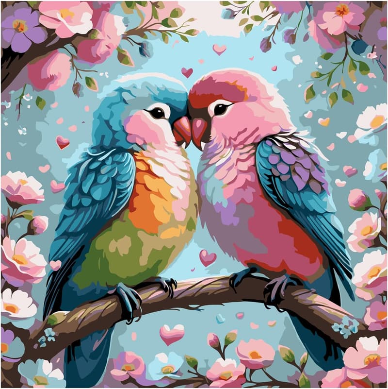 Paint by Numbers Kit for Couples - Easy DIY Bird Canvas Art 16x16in