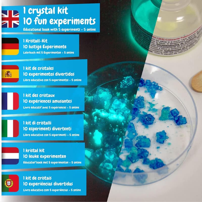 Crystal Growing Kit for Kids Age 8+ - 10 Science Experiments