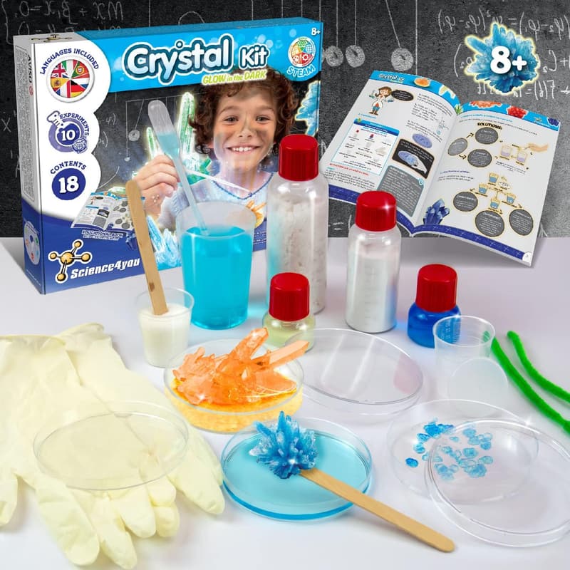 Crystal Growing Kit for Kids Age 8+ - 10 Science Experiments