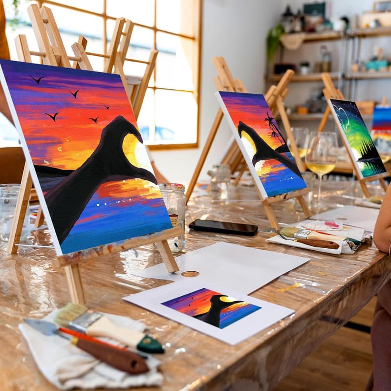 Valentine's Sip and Paint Kit for Couples, Pre-Drawn Canvases