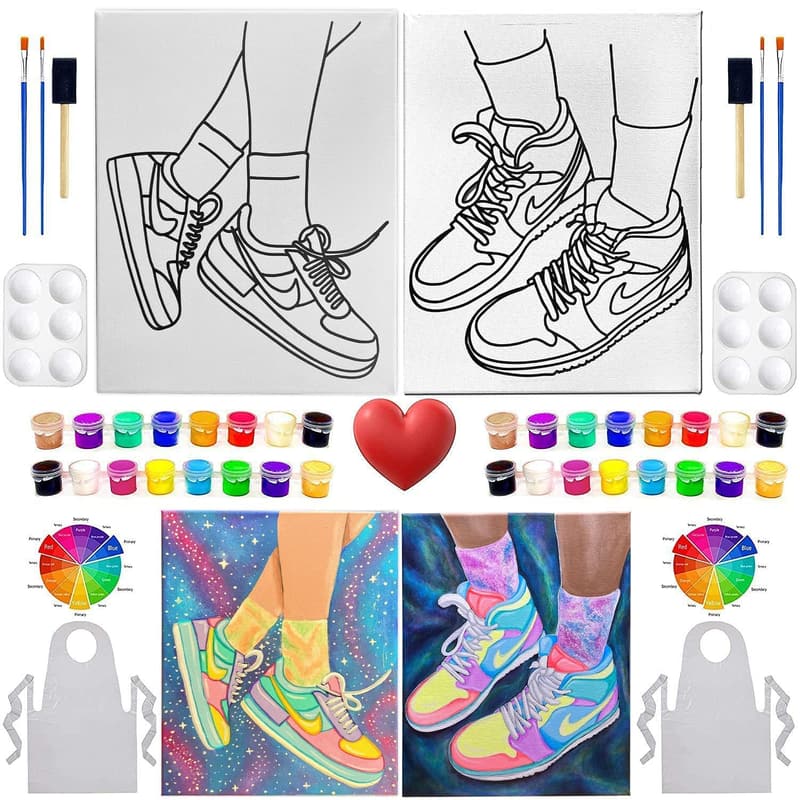Couples Date Night Sneakers Canvas Painting Set - 2 Pack