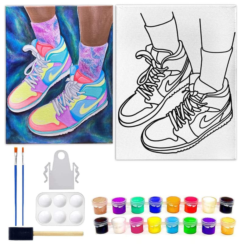 Couples Date Night Sneakers Canvas Painting Set - 2 Pack