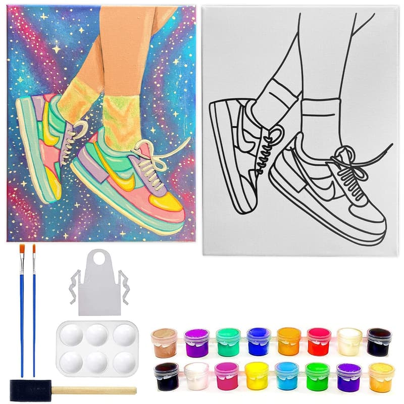Couples Date Night Sneakers Canvas Painting Set - 2 Pack