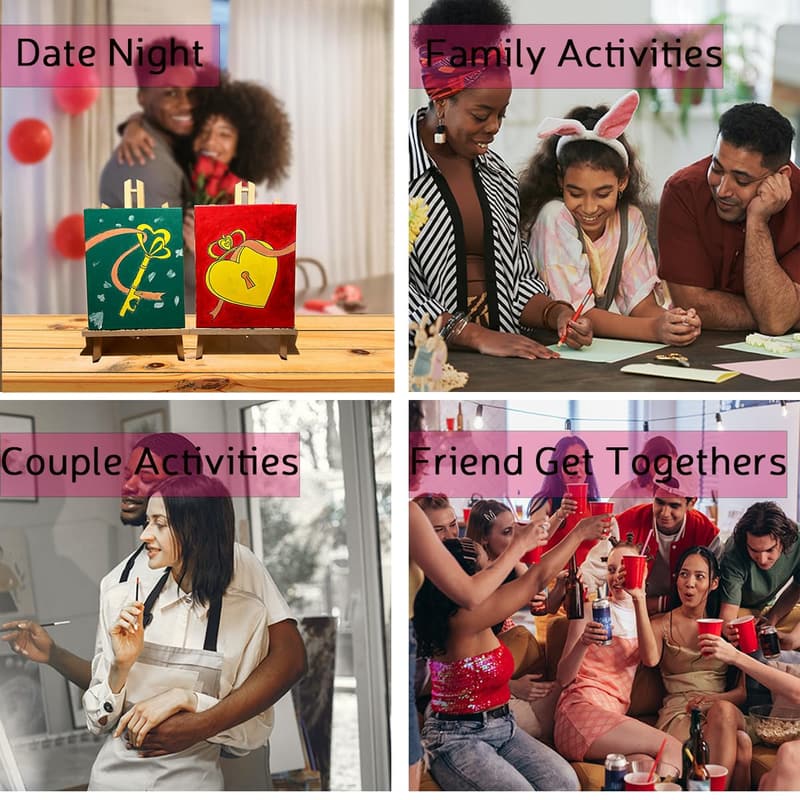 Couples Paint and Sip Kit - Pre-Drawn Canvas Set (8x10)