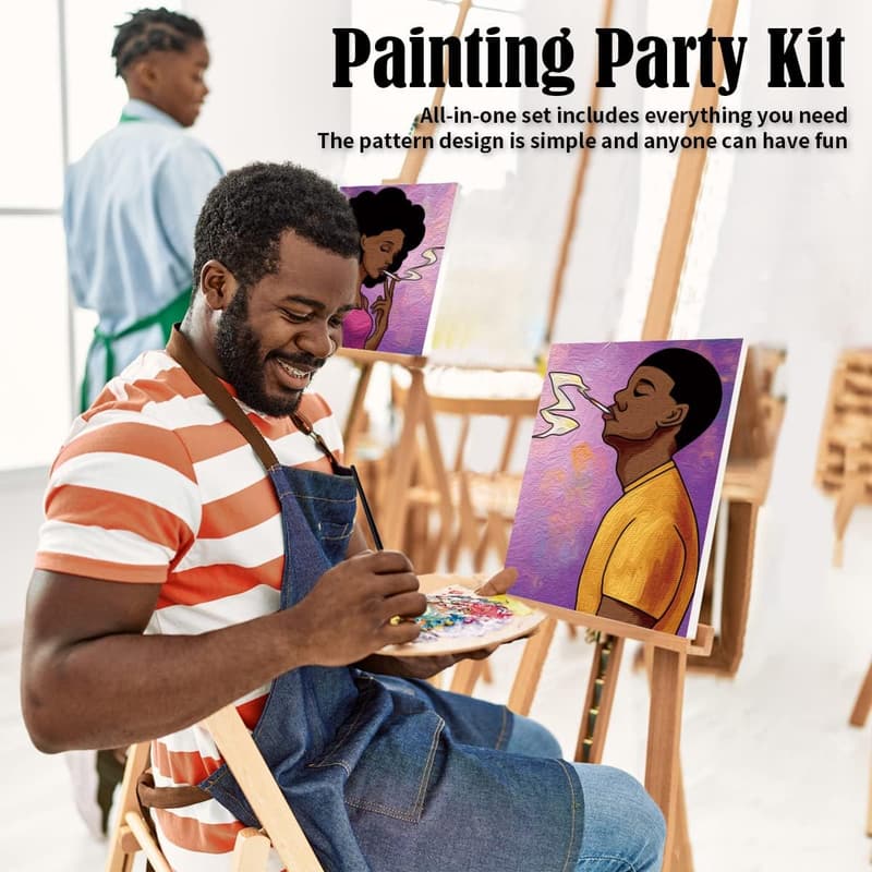 Valentine's Paint Party Kit for Couples - Pre-Drawn Canvas (2 Pack)
