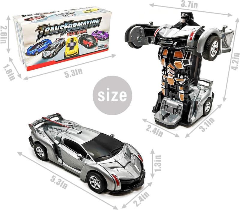 Transforming Friction-Powered Toy Cars for Boys Age 3-8