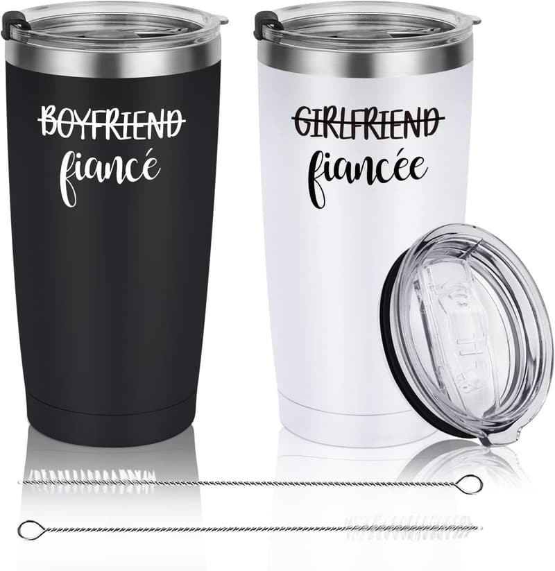 Engagement Gift: 20oz Stainless Steel Travel Tumbler Set for Couples