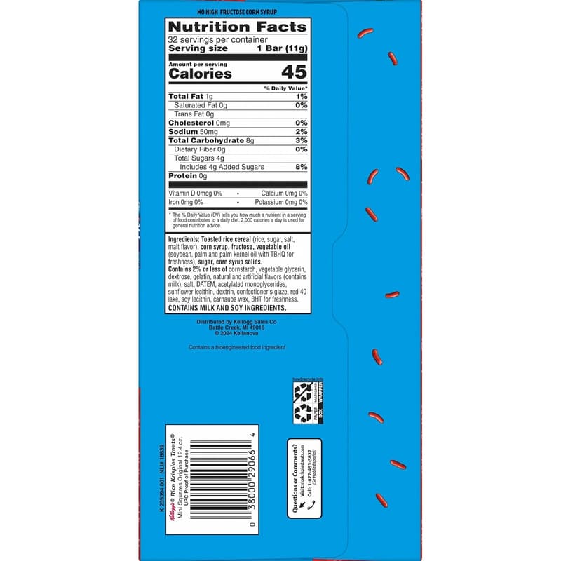 Holiday Rice Krispies Treats Mini Bars with Sprinkles, 12.4oz
