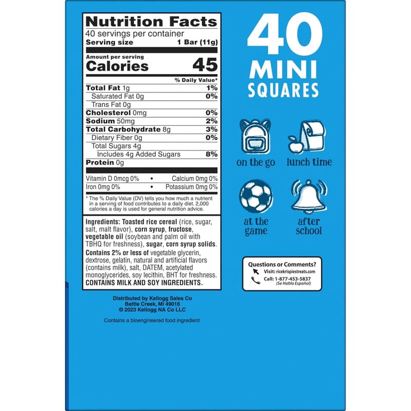Rice Krispies Treats Mini Squares, Kids Snack, 15.5oz Box