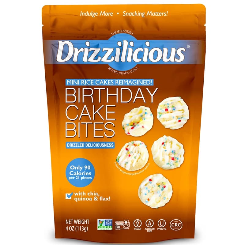 Healthy Vegan Rice Cakes - Flavored Snack for Birthdays (Pack of 6)