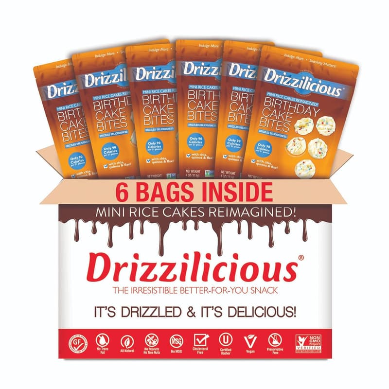 Healthy Vegan Rice Cakes - Flavored Snack for Birthdays (Pack of 6)