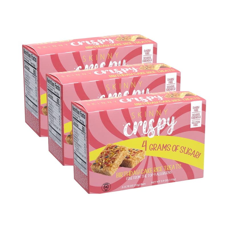 Vegan Low Sugar Crispy Birthday Cake Rice Treats - 15 Count