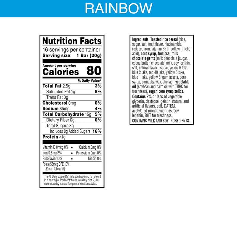 Rainbow Rice Krispies Treats Snack Bars, 11.2oz Value Pack