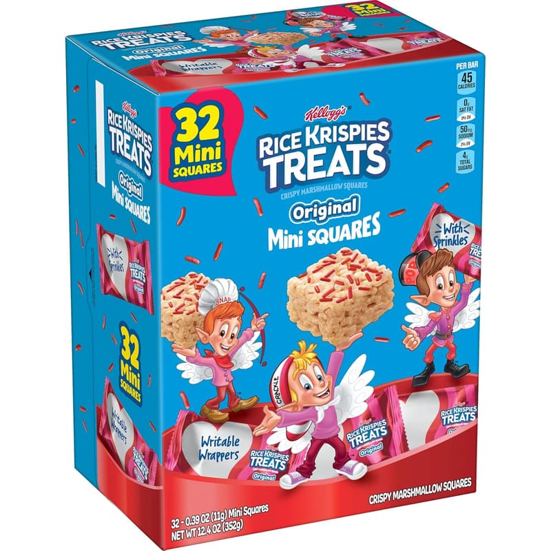 Valentine's Day Mini Marshmallow Cereal Bars, 32 Count
