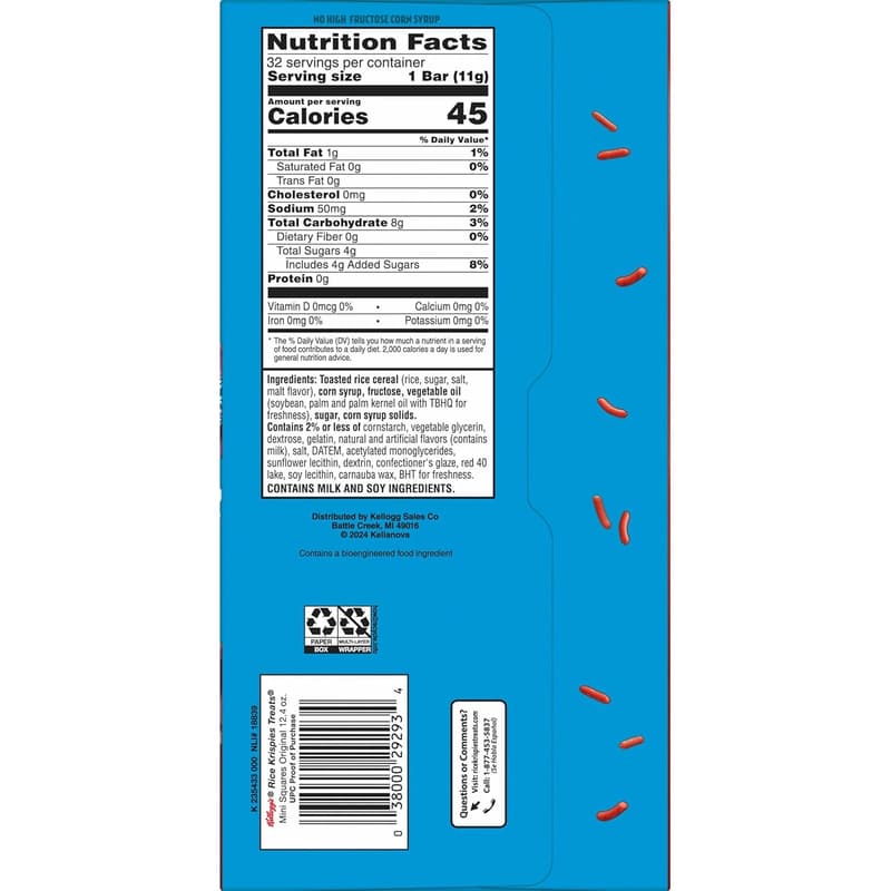 Valentine's Day Mini Marshmallow Cereal Bars, 32 Count