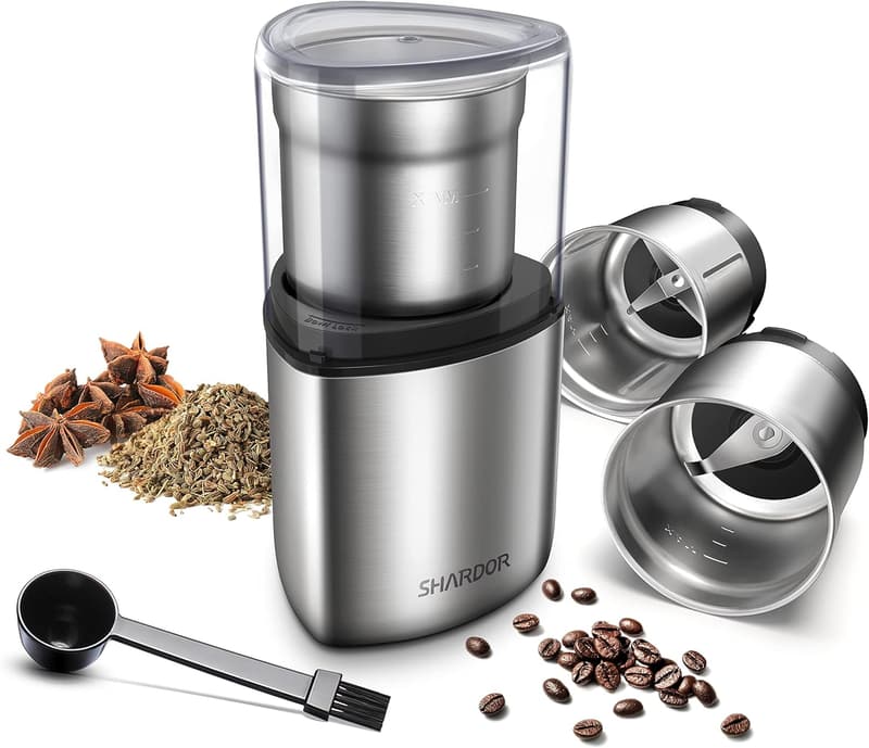 Electric Coffee and Herb Grinder with 2 Stainless Steel Bowls