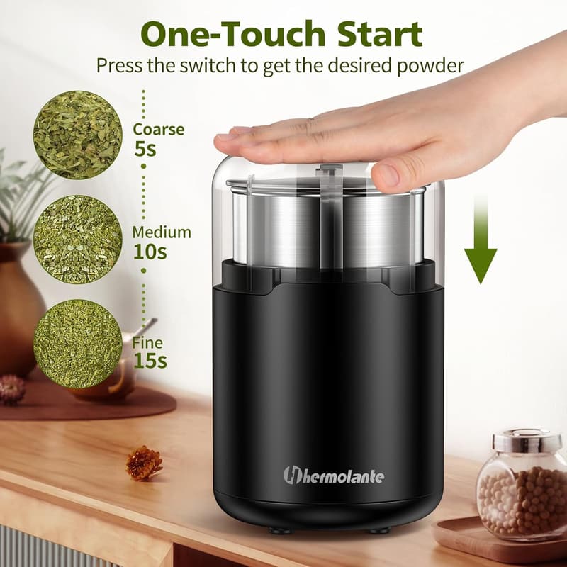 Electric Herb Grinder with Stainless Steel Blade & Brush