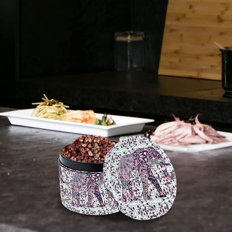 Large Boho Spice Grinder with Colorful Elephant Design