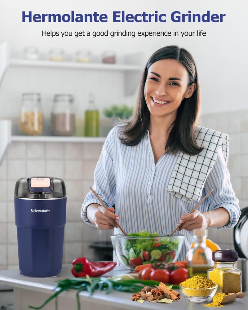 Electric Herb & Spice Grinder with 304 Stainless Steel Blades