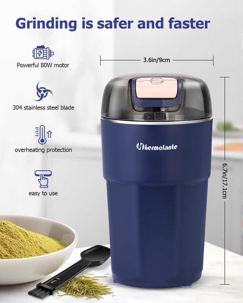 Electric Herb & Spice Grinder with 304 Stainless Steel Blades