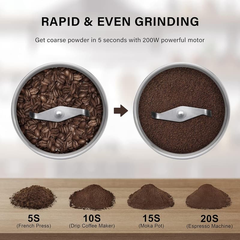 Electric Spice Grinder with Stainless Steel Bowl - 200W