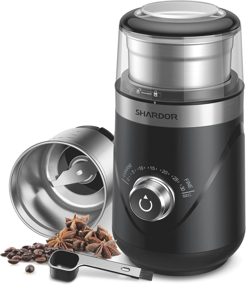 Electric Coffee Bean and Spice Grinder with Stainless Steel Bowl