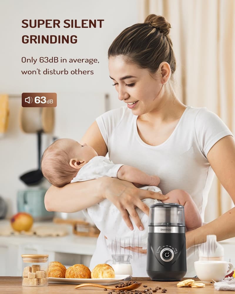 Electric Coffee Bean and Spice Grinder with Stainless Steel Bowl