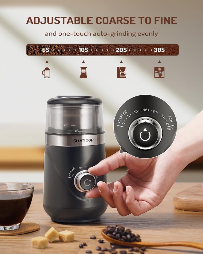 Electric Coffee Bean and Spice Grinder with Stainless Steel Bowl